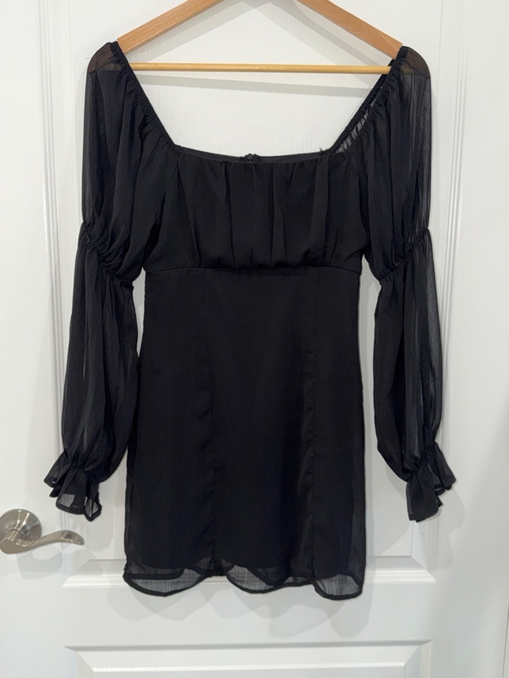 MiAmi Black Sheer Long Sleeve Mini Dress with bubble sleeves size xsmall